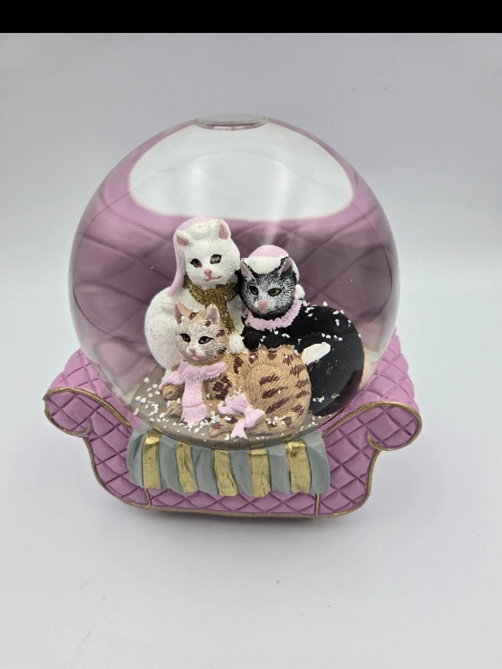 Decorative Pink Cat Snow Globe Figurine